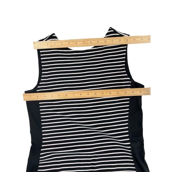 Athleta Scoop Back Black and White Striped Sleeveless Mini Dress Women's Size S - Picture 9 of 10